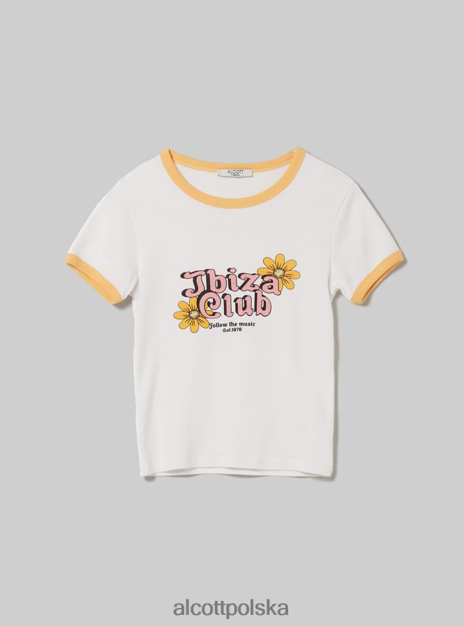 odzież Alcott koszulka z nadrukiem i kontrastową lamówką c4546 liliowy kobiety 2TXFF6391