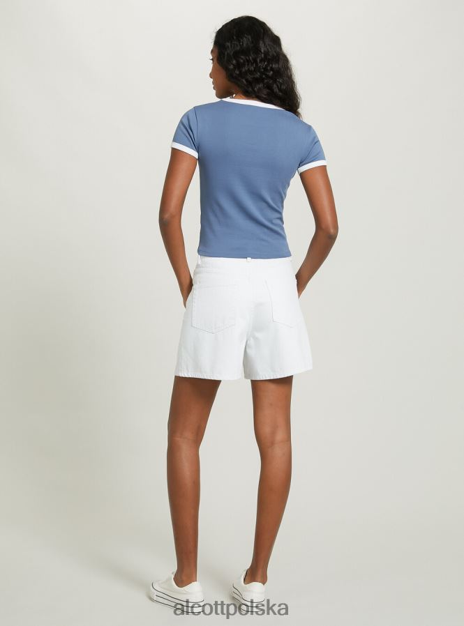 odzież Alcott koszulka z nadrukiem i kontrastową lamówką c4546 liliowy kobiety 2TXFF6458