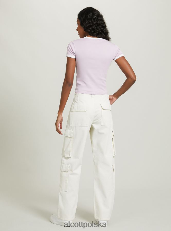 odzież Alcott koszulka z nadrukiem i kontrastową lamówką c4546 liliowy kobiety 2TXFF69