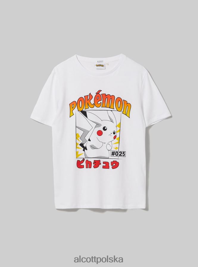 odzież Alcott koszulka z pokemonami w3 biały kobiety 2TXFF634