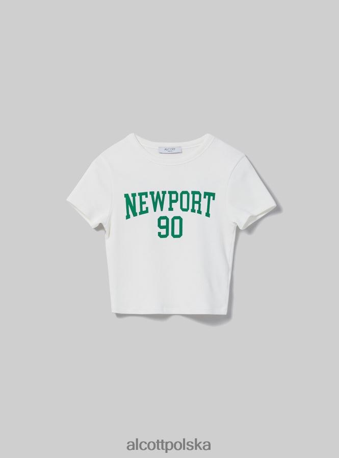 odzież Alcott krótka koszulka z nadrukiem uniwersyteckim wh2 biały kobiety 2TXFF6342
