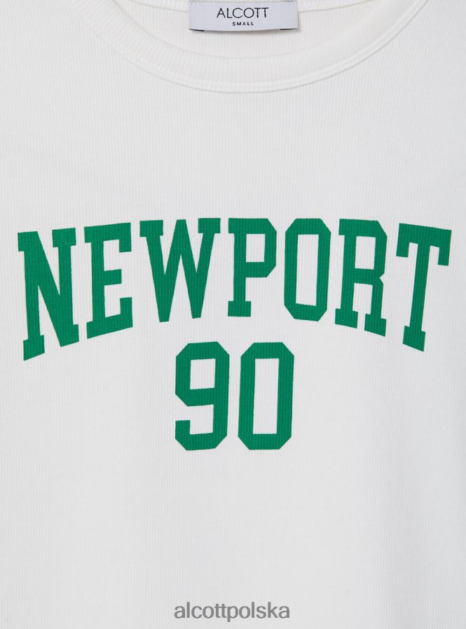 odzież Alcott krótka koszulka z nadrukiem uniwersyteckim wh2 biały kobiety 2TXFF6342