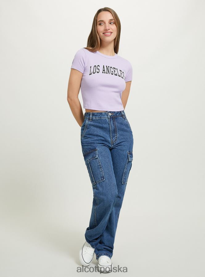 odzież Alcott krótka koszulka z nadrukiem uniwersyteckim wh2 biały kobiety 2TXFF6410