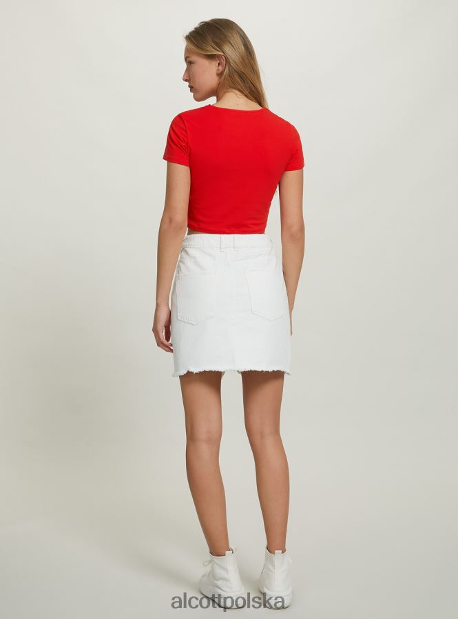 odzież Alcott krótka koszulka z węzłem wh2 biały kobiety 2TXFF6347