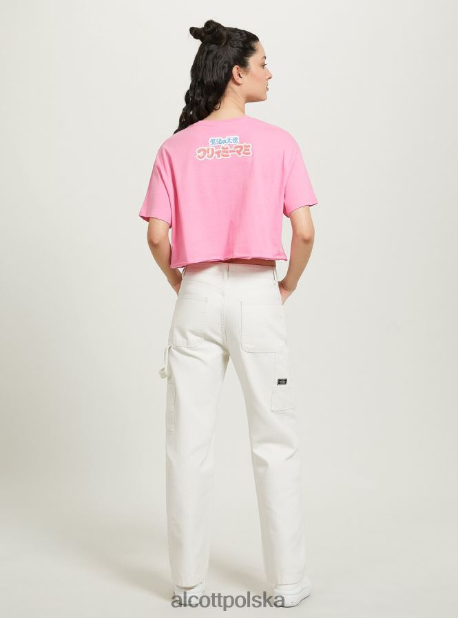 odzież Alcott kremowa, krótka koszulka pk2 różowy średni kobiety 2TXFF6378