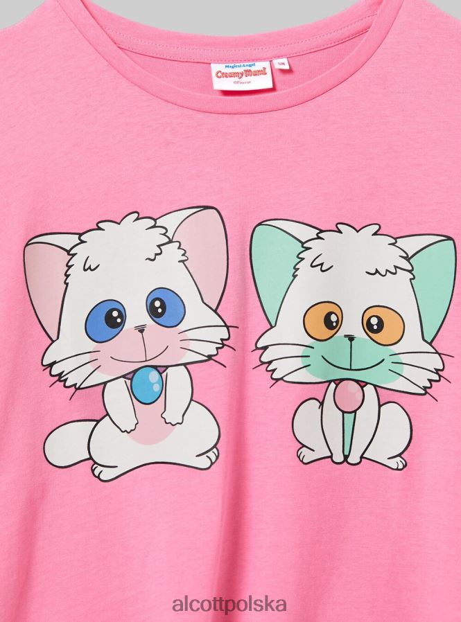 odzież Alcott kremowa, krótka koszulka pk2 różowy średni kobiety 2TXFF6378