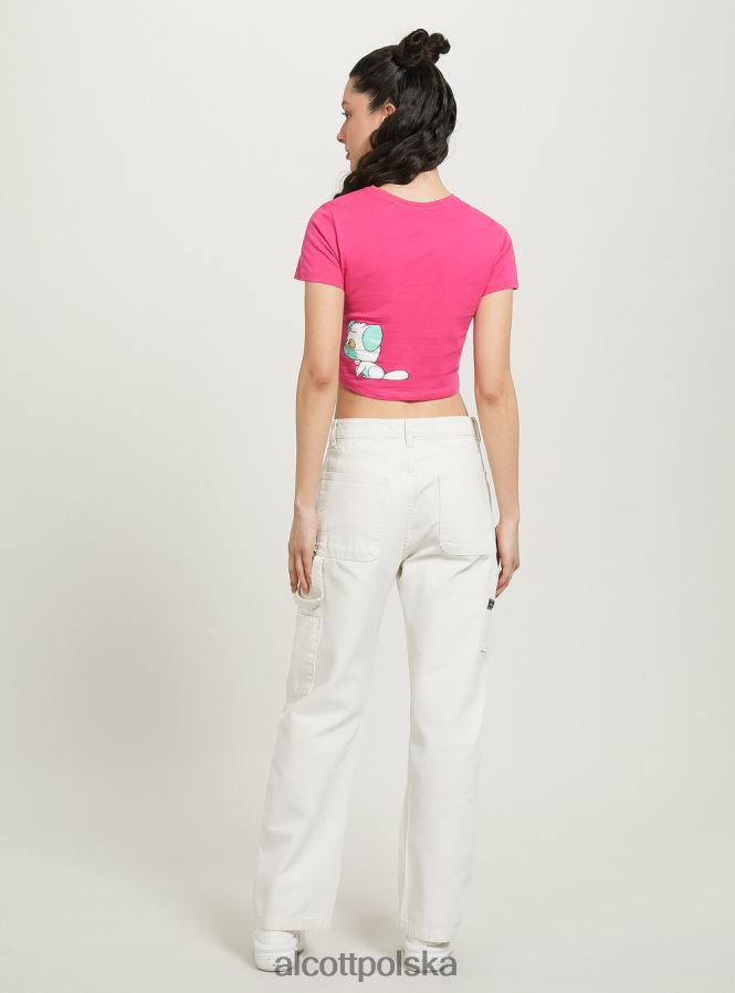 odzież Alcott kremowa, krótka koszulka średni fuxia fx2 kobiety 2TXFF6341