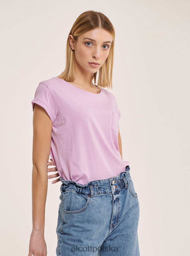 odzież Alcott podstawowa bawełniana koszulka z kieszenią na piersi biały kobiety 2TXFF6130