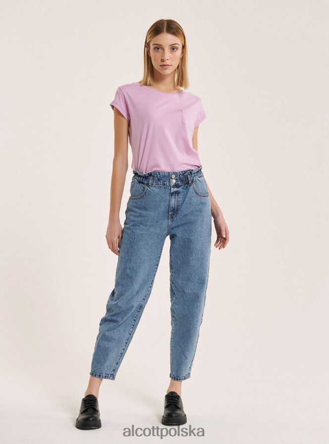 odzież Alcott podstawowa bawełniana koszulka z kieszenią na piersi biały kobiety 2TXFF6130