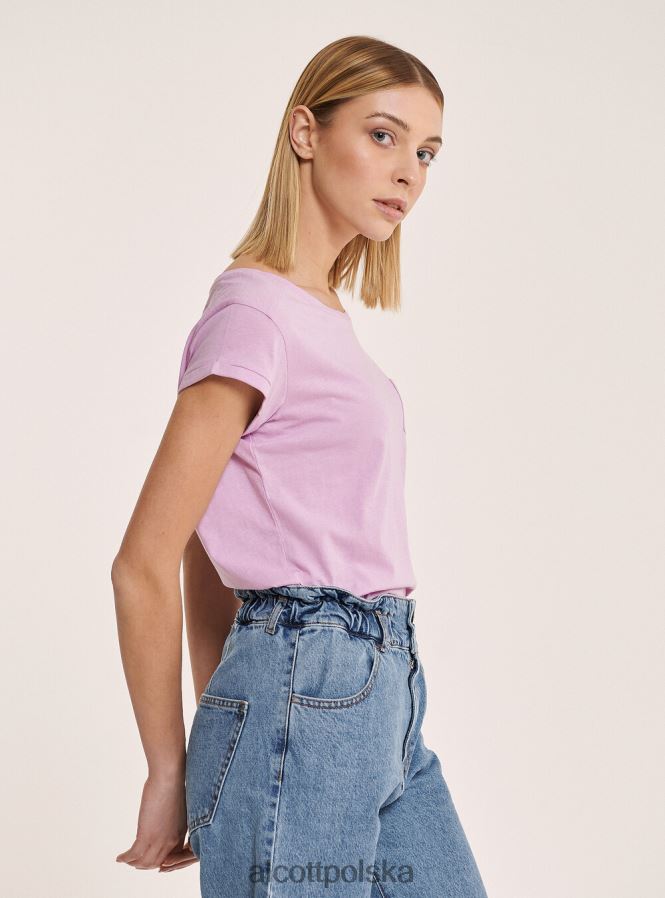 odzież Alcott podstawowa bawełniana koszulka z kieszenią na piersi biały kobiety 2TXFF6130