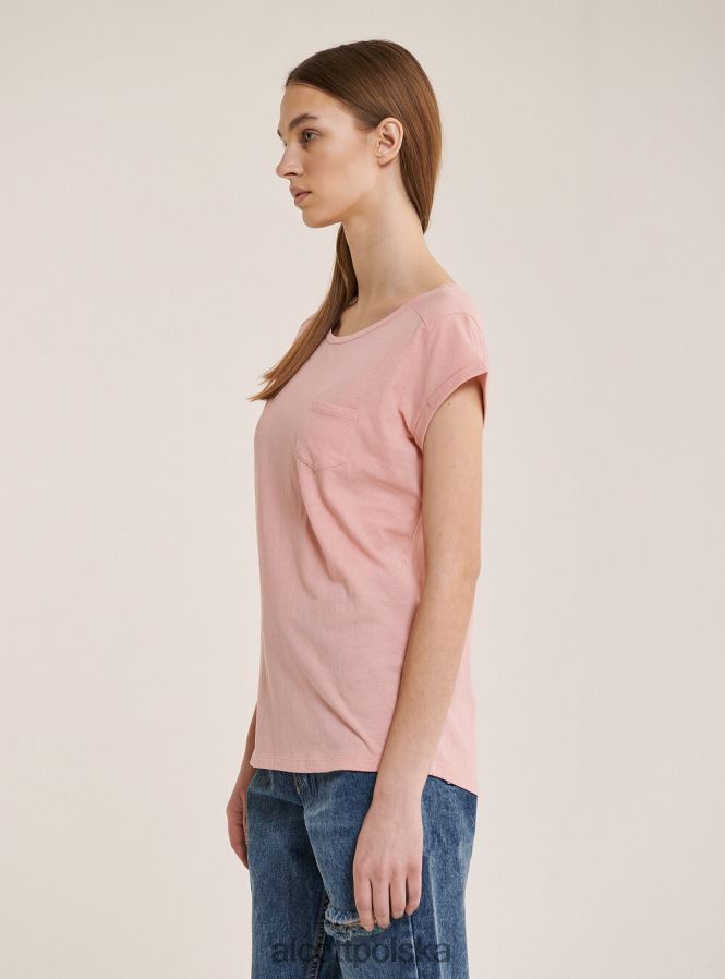 odzież Alcott podstawowa bawełniana koszulka z kieszenią na piersi biały kobiety 2TXFF6169