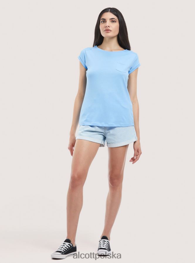 odzież Alcott podstawowa bawełniana koszulka z kieszenią na piersi biały kobiety 2TXFF6171