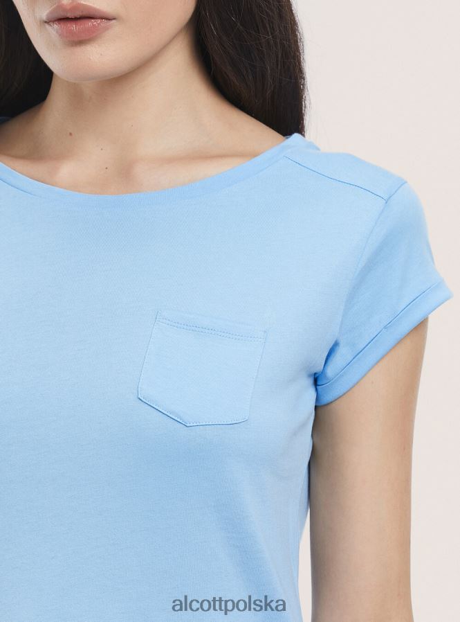 odzież Alcott podstawowa bawełniana koszulka z kieszenią na piersi biały kobiety 2TXFF6171