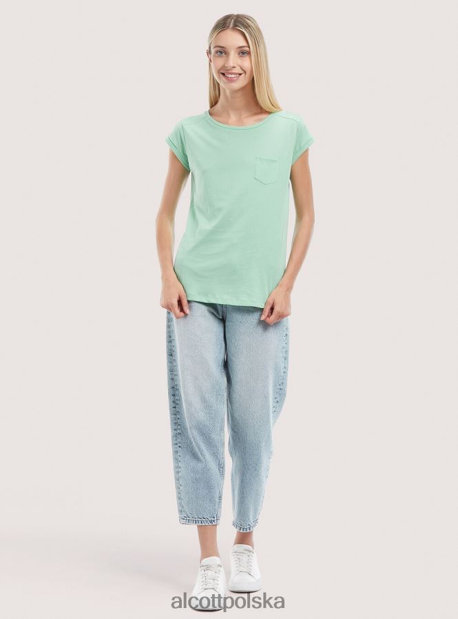 odzież Alcott podstawowa bawełniana koszulka z kieszenią na piersi biały kobiety 2TXFF6210