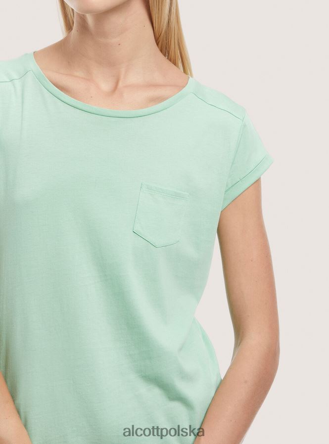 odzież Alcott podstawowa bawełniana koszulka z kieszenią na piersi biały kobiety 2TXFF6210