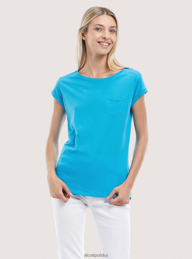 odzież Alcott podstawowa bawełniana koszulka z kieszenią na piersi biały kobiety 2TXFF6343