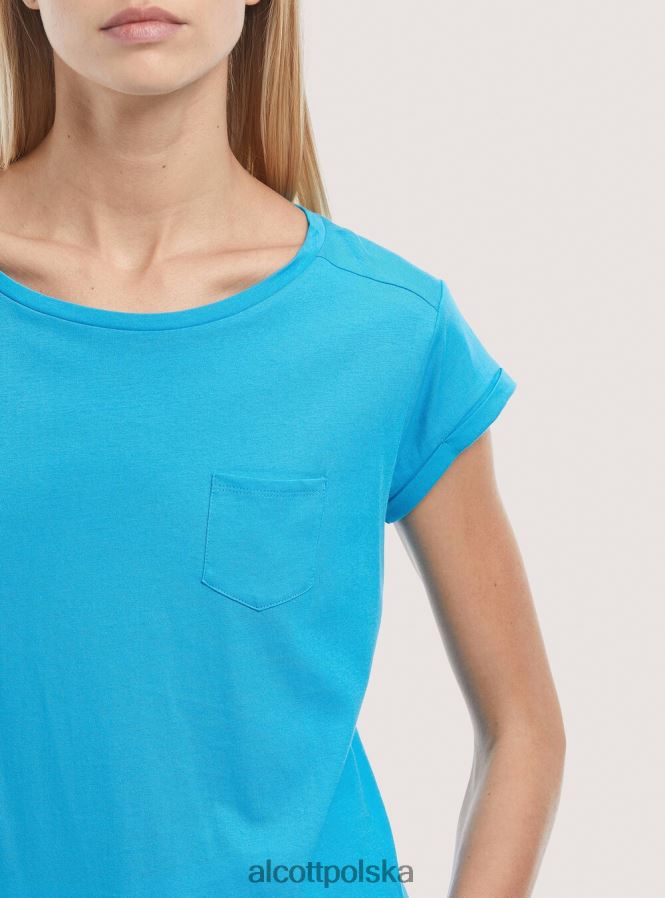 odzież Alcott podstawowa bawełniana koszulka z kieszenią na piersi biały kobiety 2TXFF6343