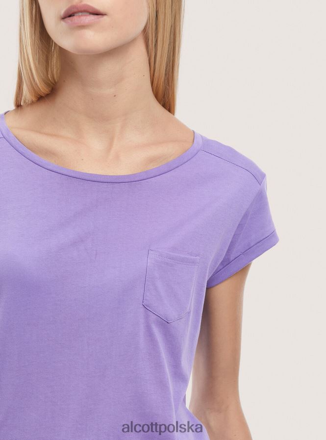 odzież Alcott podstawowa bawełniana koszulka z kieszenią na piersi biały kobiety 2TXFF6442