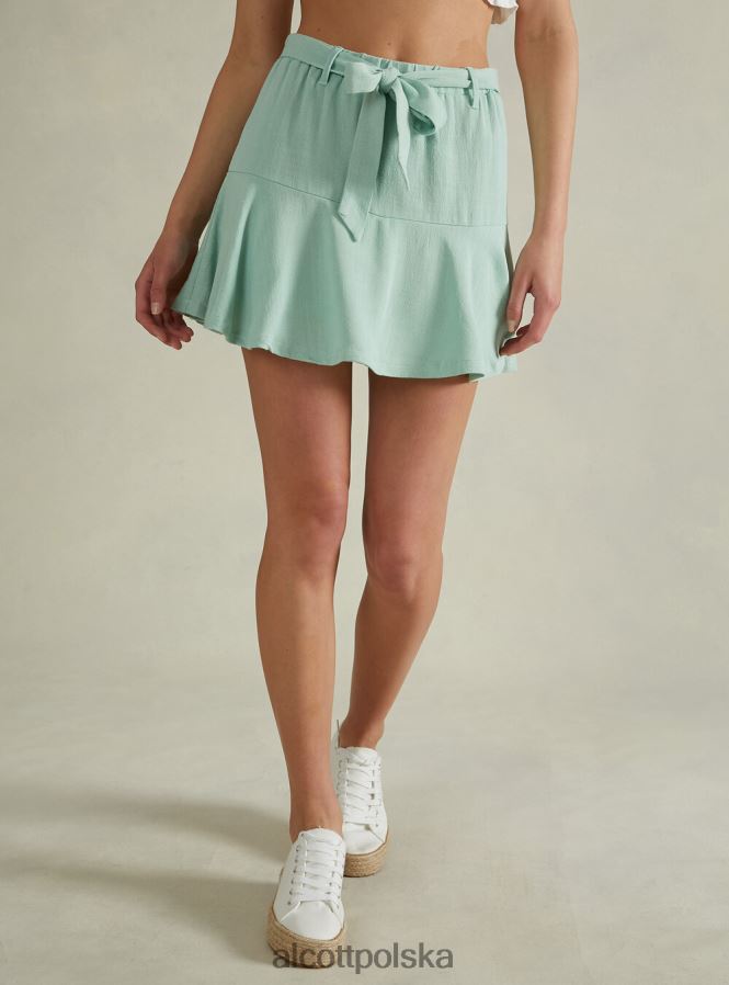 odzież Alcott Spódnica z domieszką lnu z paskiem bg3 beżowy jasny kobiety 2TXFF6187