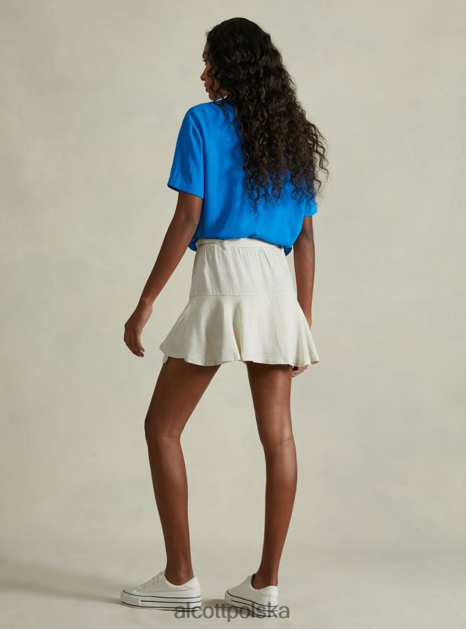 odzież Alcott Spódnica z domieszką lnu z paskiem bg3 beżowy jasny kobiety 2TXFF6276