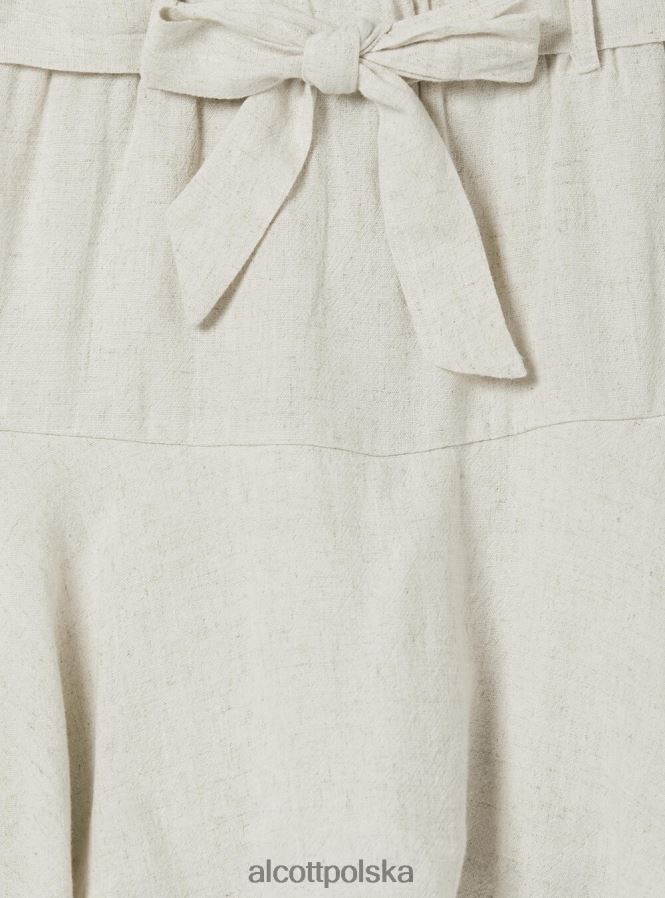 odzież Alcott Spódnica z domieszką lnu z paskiem bg3 beżowy jasny kobiety 2TXFF6276