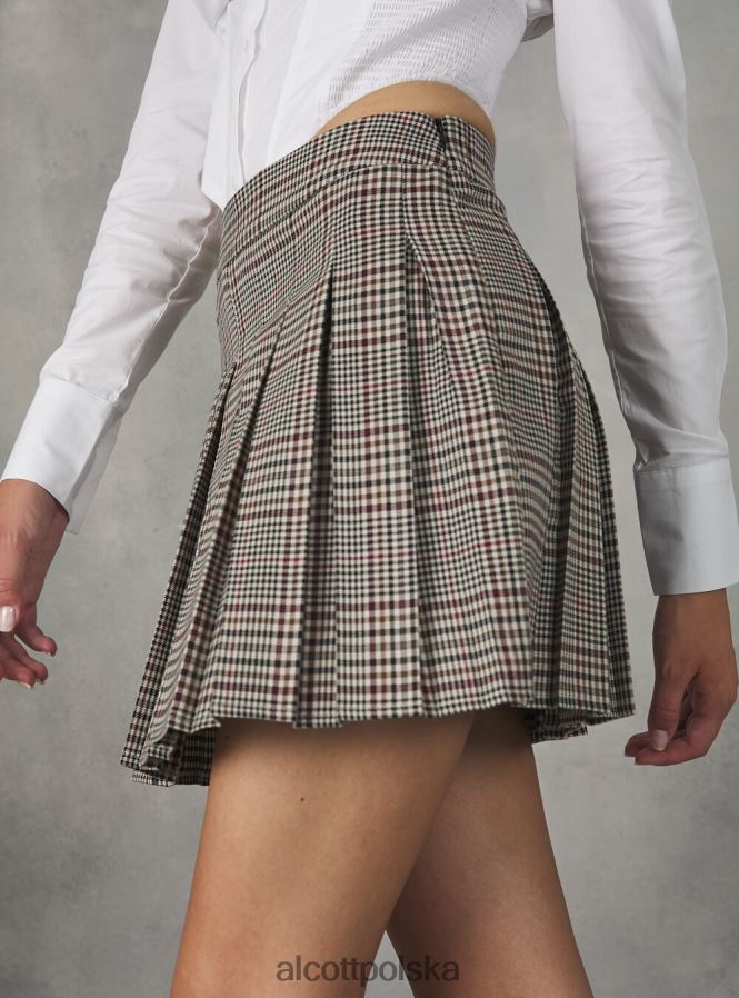 odzież Alcott Zrobię mini quadri con pieghe br2 brązowy średni kobiety 2TXFF6152