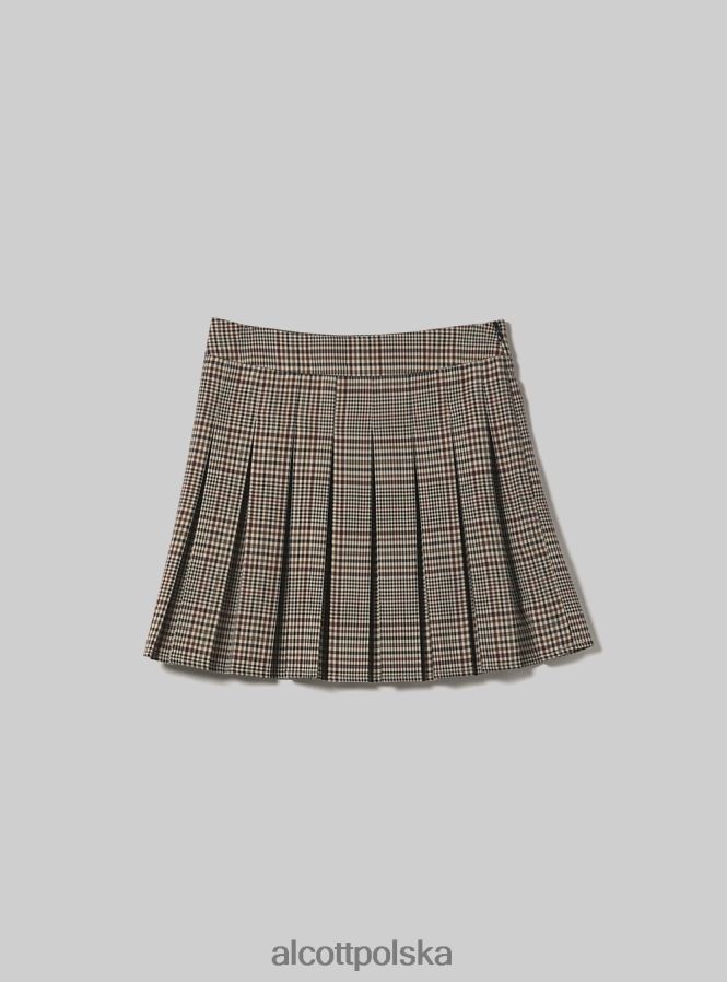 odzież Alcott Zrobię mini quadri con pieghe br2 brązowy średni kobiety 2TXFF6152