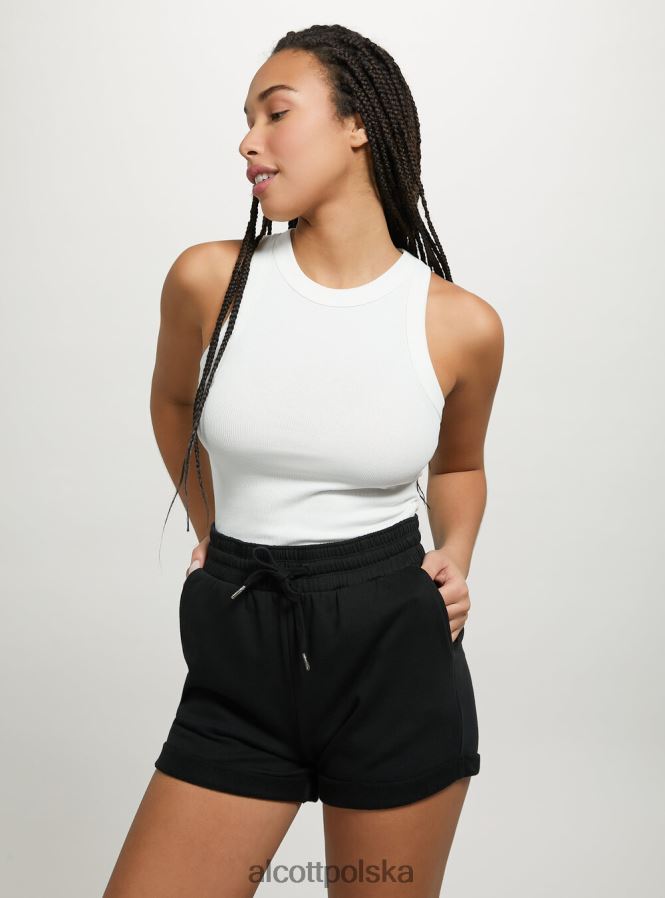odzież Alcott bawełniane spodenki z podwijaniem i sznurkiem bk1 czarny kobiety 2TXFF6300
