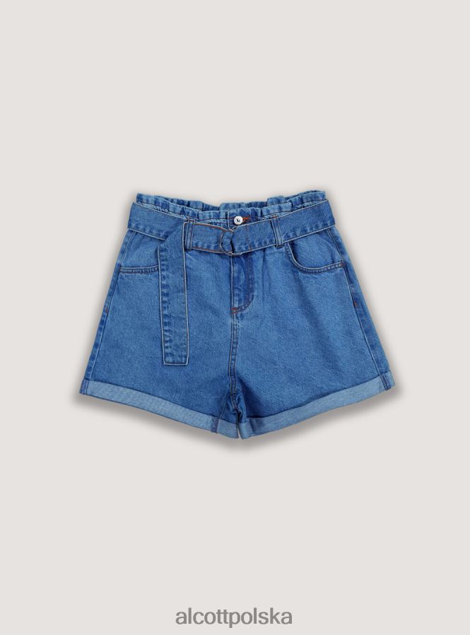 odzież Alcott dżinsowe spodenki z paskiem d007 jasny lazur kobiety 2TXFF6399