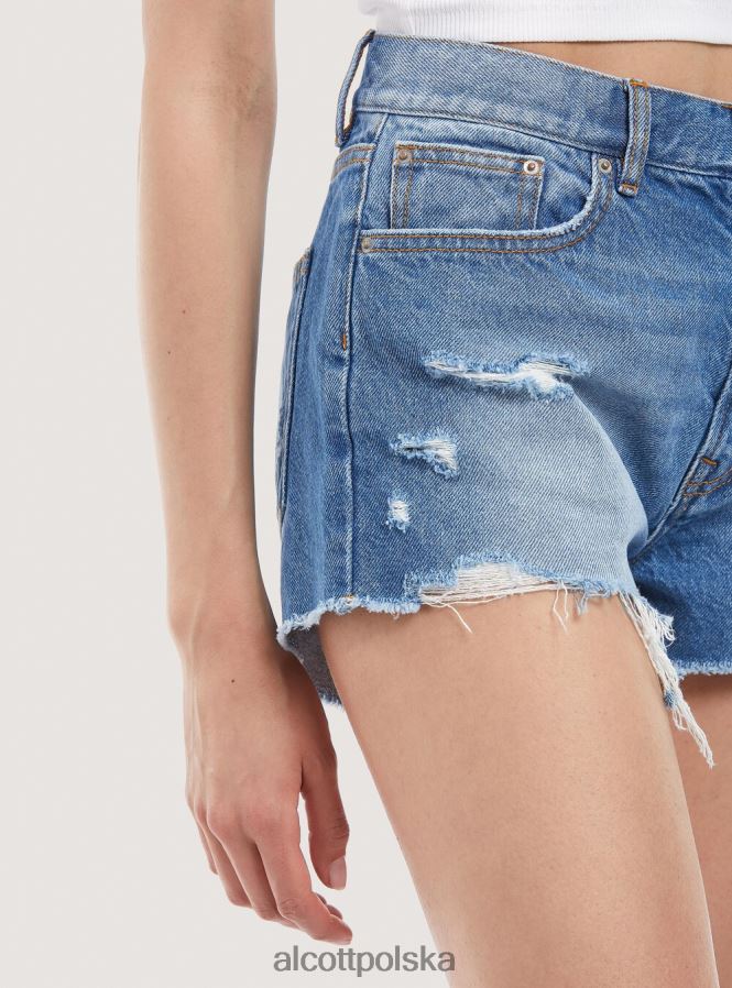 odzież Alcott dżinsowe szorty z przetarciami d003 średni niebieski kobiety 2TXFF6116
