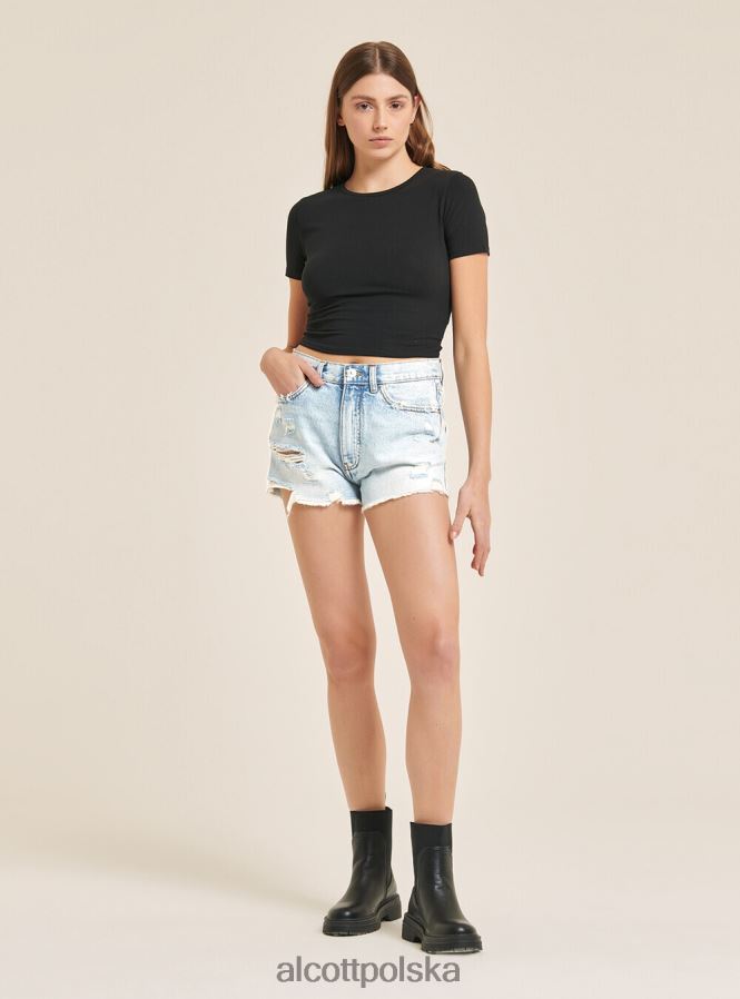 odzież Alcott dżinsowe szorty z przetarciami d003 średni niebieski kobiety 2TXFF6371
