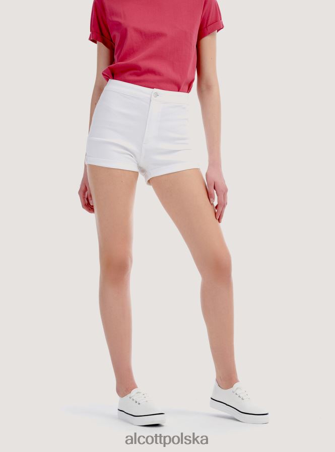 odzież Alcott szorty dżinsowe ze stretchem z podwinięciami d099 biały kobiety 2TXFF6250