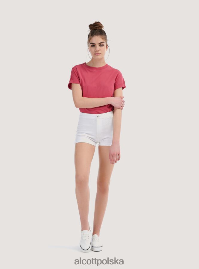 odzież Alcott szorty dżinsowe ze stretchem z podwinięciami d099 biały kobiety 2TXFF6250