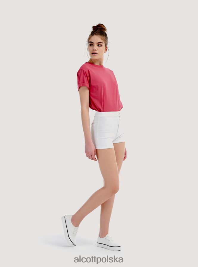 odzież Alcott szorty dżinsowe ze stretchem z podwinięciami d099 biały kobiety 2TXFF6250