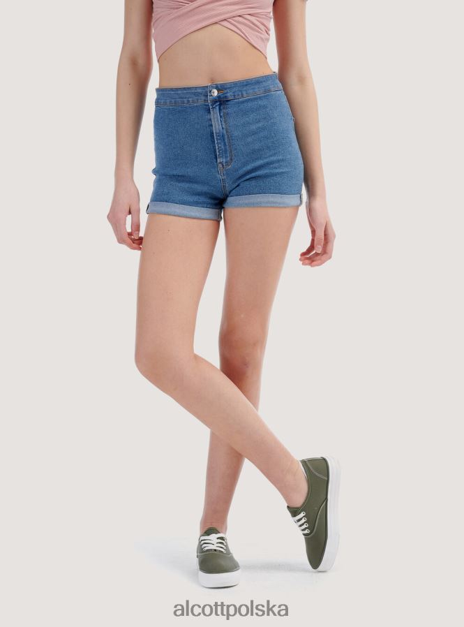 odzież Alcott szorty dżinsowe ze stretchem z podwinięciami d099 biały kobiety 2TXFF6282