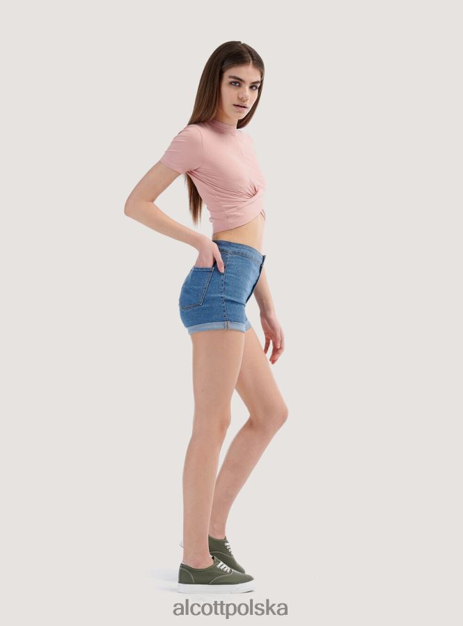 odzież Alcott szorty dżinsowe ze stretchem z podwinięciami d099 biały kobiety 2TXFF6282