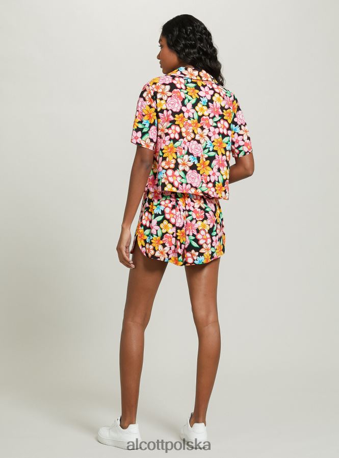 odzież Alcott szorty z kwiatowym nadrukiem bk1 czarny kobiety 2TXFF66