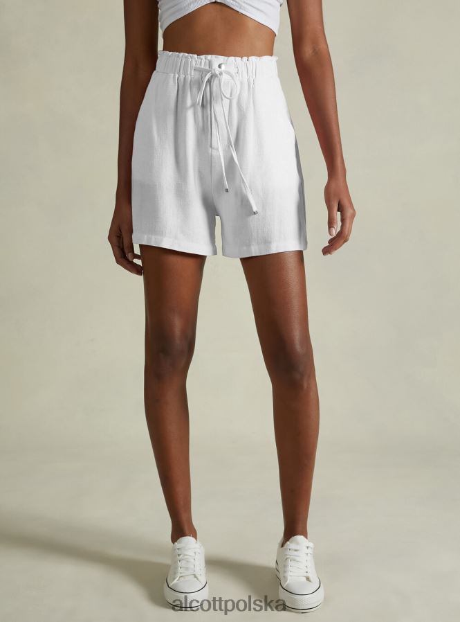 odzież Alcott szorty z mieszanki lnu bg3 beżowy jasny kobiety 2TXFF623