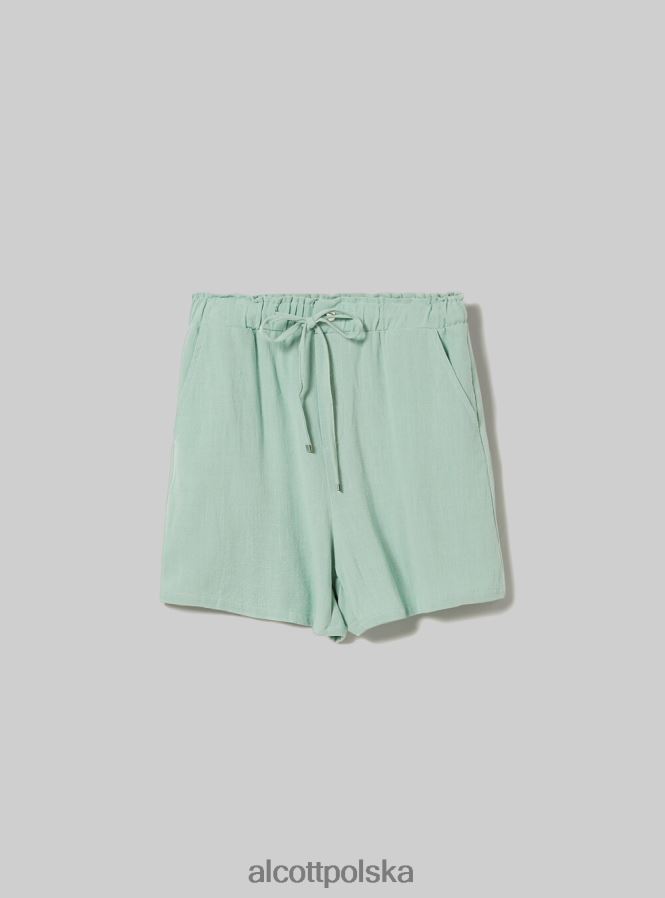 odzież Alcott szorty z mieszanki lnu bg3 beżowy jasny kobiety 2TXFF626
