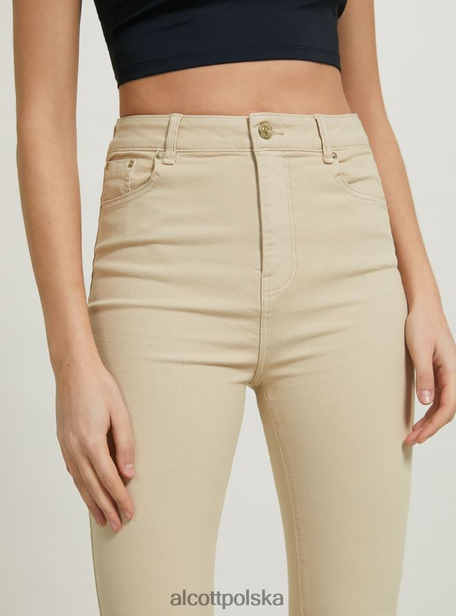 odzież Alcott Rozkloszowane spodnie z elastycznego diagonalu wh1 ecru kobiety 2TXFF6177