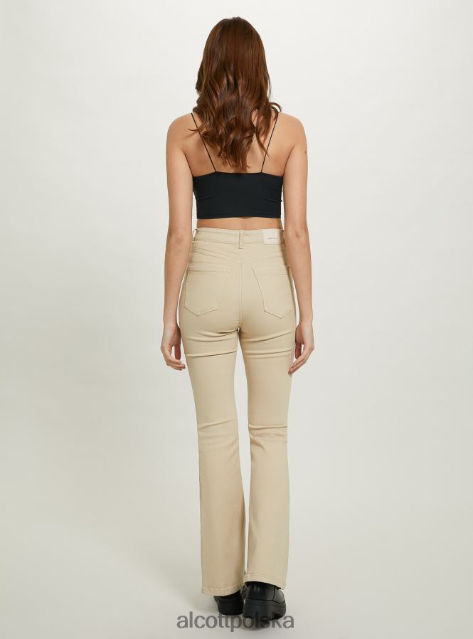 odzież Alcott Rozkloszowane spodnie z elastycznego diagonalu wh1 ecru kobiety 2TXFF6177