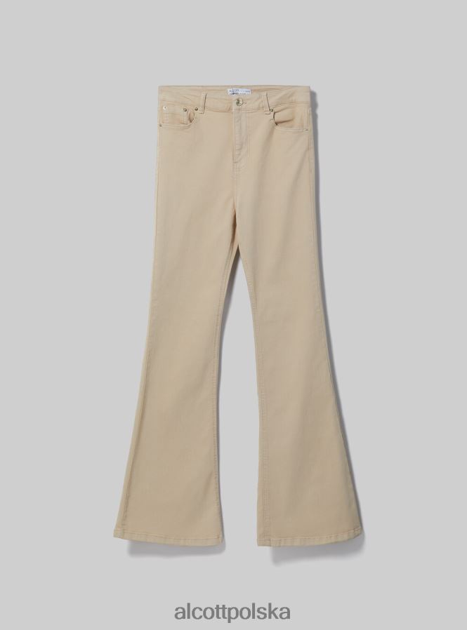 odzież Alcott Rozkloszowane spodnie z elastycznego diagonalu wh1 ecru kobiety 2TXFF6177