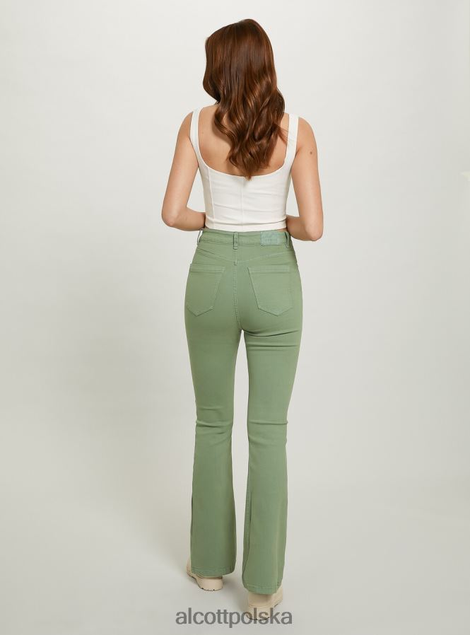 odzież Alcott Rozkloszowane spodnie z elastycznego diagonalu wh1 ecru kobiety 2TXFF6181