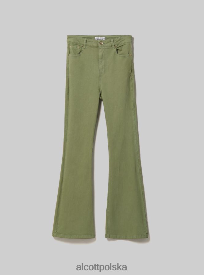 odzież Alcott Rozkloszowane spodnie z elastycznego diagonalu wh1 ecru kobiety 2TXFF6181