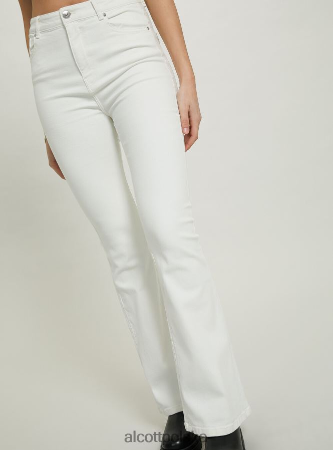 odzież Alcott Rozkloszowane spodnie z elastycznego diagonalu wh1 ecru kobiety 2TXFF660