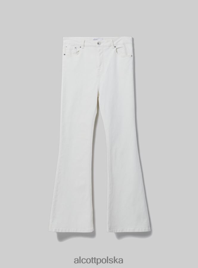 odzież Alcott Rozkloszowane spodnie z elastycznego diagonalu wh1 ecru kobiety 2TXFF660