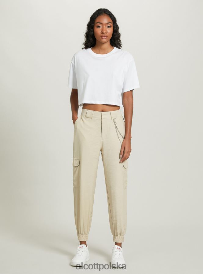 odzież Alcott Spodnie z łańcuszkami z mieszanki lnu bk1 czarny kobiety 2TXFF6248