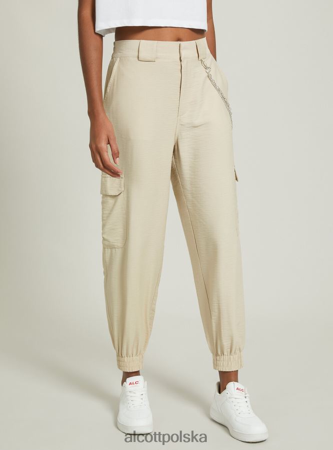 odzież Alcott Spodnie z łańcuszkami z mieszanki lnu bk1 czarny kobiety 2TXFF6248