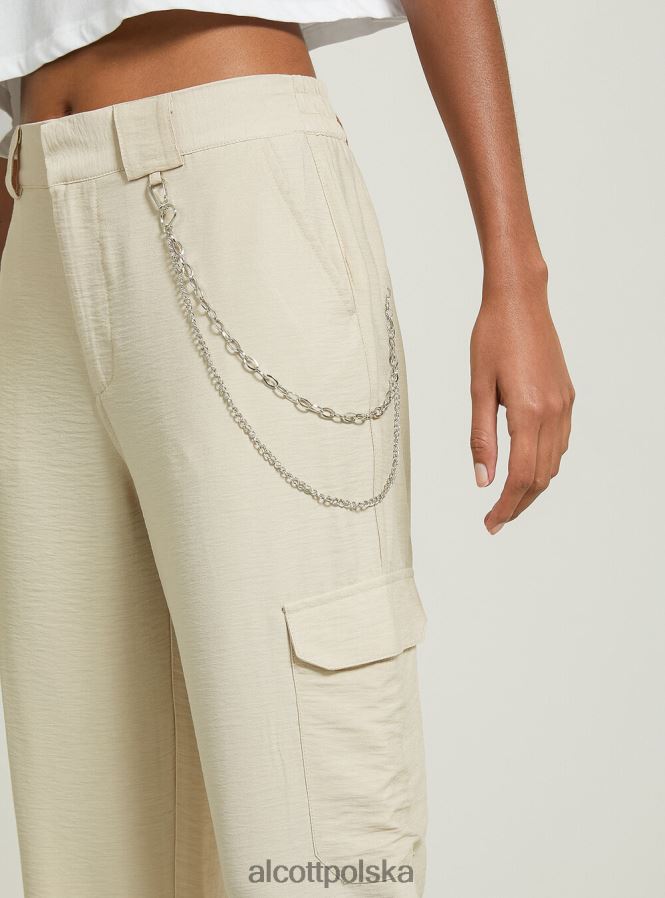 odzież Alcott Spodnie z łańcuszkami z mieszanki lnu bk1 czarny kobiety 2TXFF6248