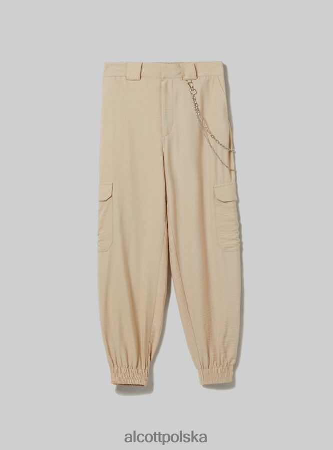 odzież Alcott Spodnie z łańcuszkami z mieszanki lnu bk1 czarny kobiety 2TXFF6248